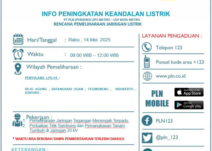 Pemadaman Bergilir Tegineneng dan Sekitarnya, Cek Wilayah Lainnya