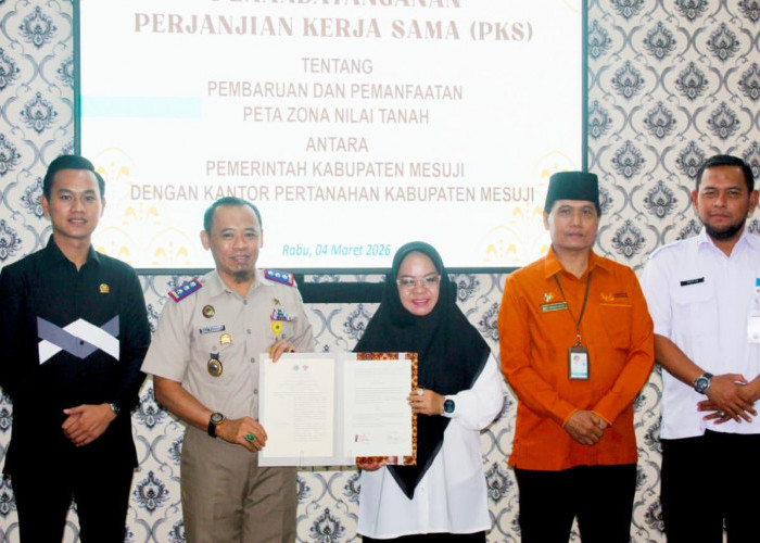 Resmi! BPN dan Pemkab Mesuji Tandatangani Perjanjian Kerja Sama Penggunaan Peta ZNT