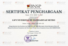 LSP UM Metro Raih Sertifikat Penghargaan dari BNSP atas Komitmen dalam Pemeliharaan Kompetensi