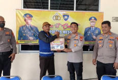 Jumat Curhat Polres Mesuji, Salurkan Bantuan Sembako Kepada Ojek Pangkalan Pomela